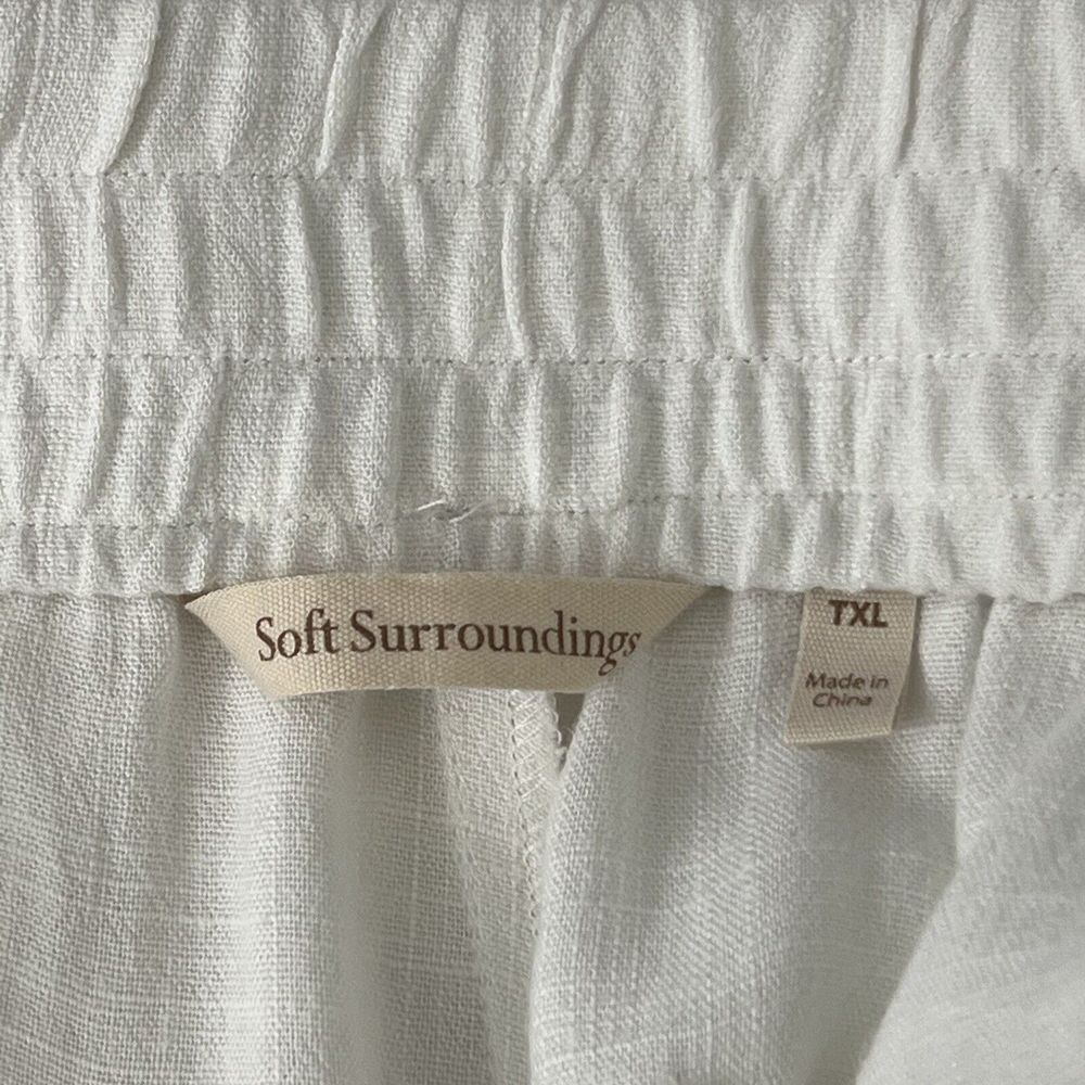 Soft Surroundings Womens Size 1X White Linen Blend Pull On Split Hem Pants - Picture 5 of 5